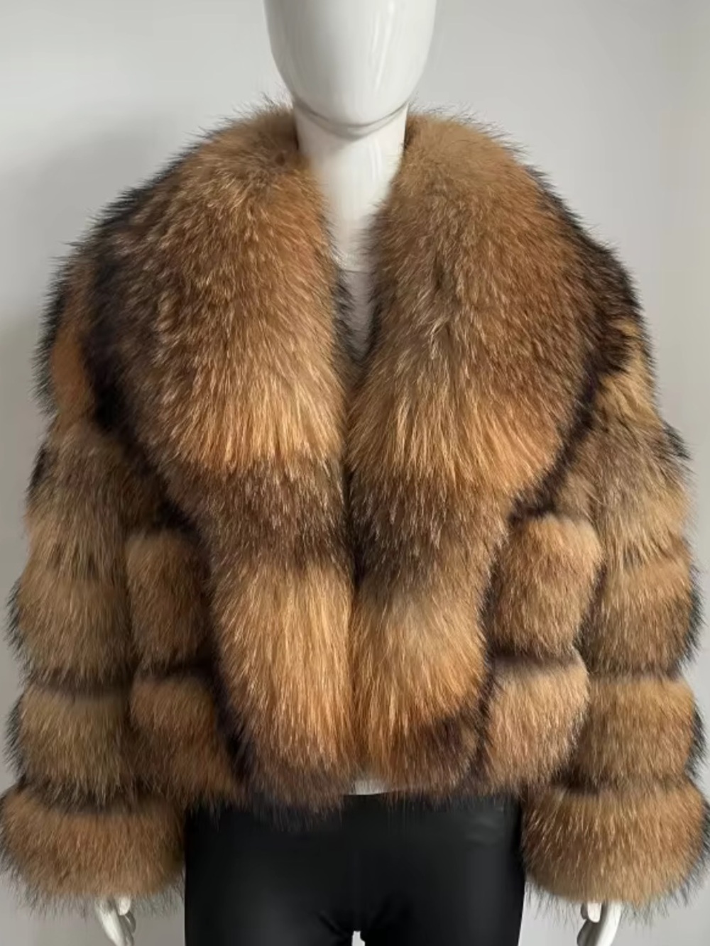 Luxurious Brown Fox Fur Cropped Coat